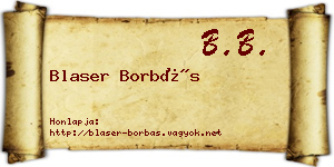 Blaser Borbás névjegykártya